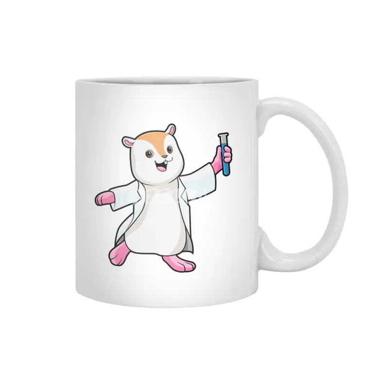 Hamster as Scientist with Test tube Beyaz Kupa