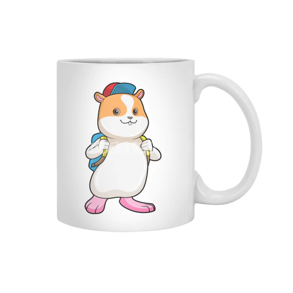 Hamster as Student with Backpack & Cap Beyaz Kupa
