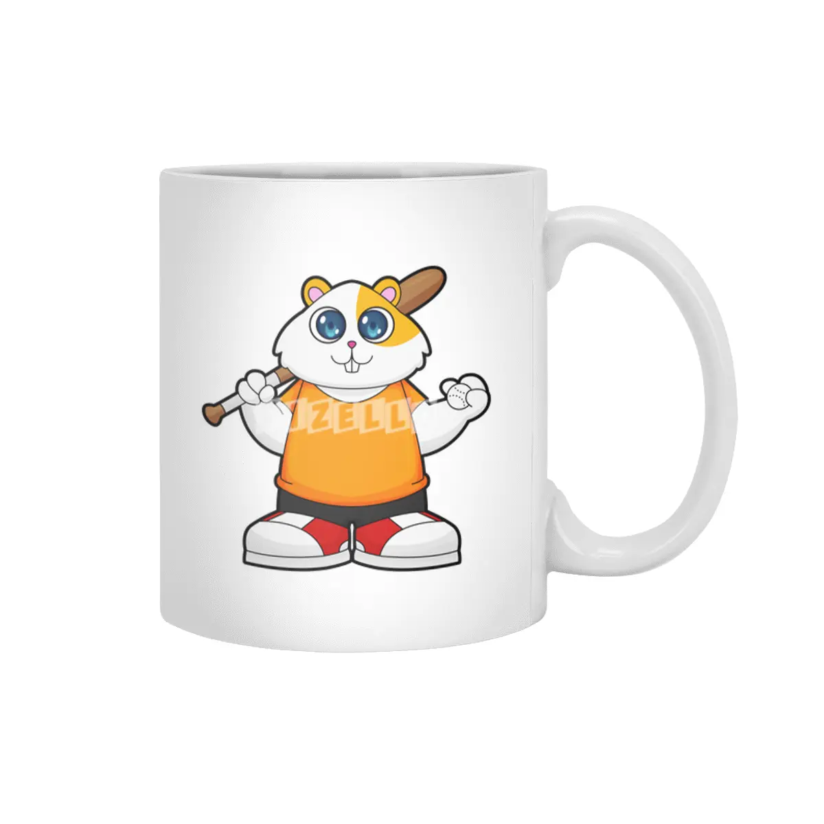 Hamster at Baseball with Baseball bat Beyaz Kupa