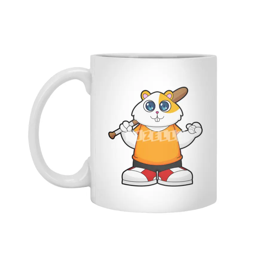 Hamster at Baseball with Baseball bat Beyaz Kupa