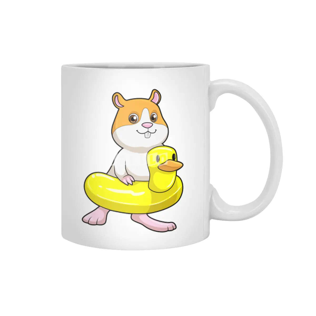 Hamster at Beach with Duck as Swim ring Beyaz Kupa