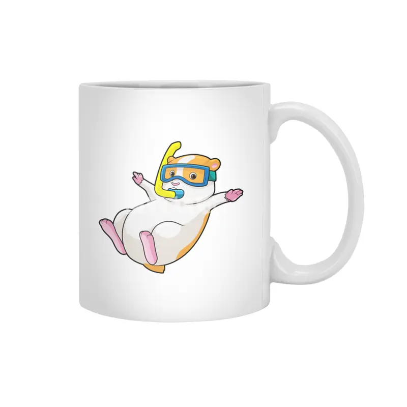 Hamster at Diving with Swimming goggles Beyaz Kupa