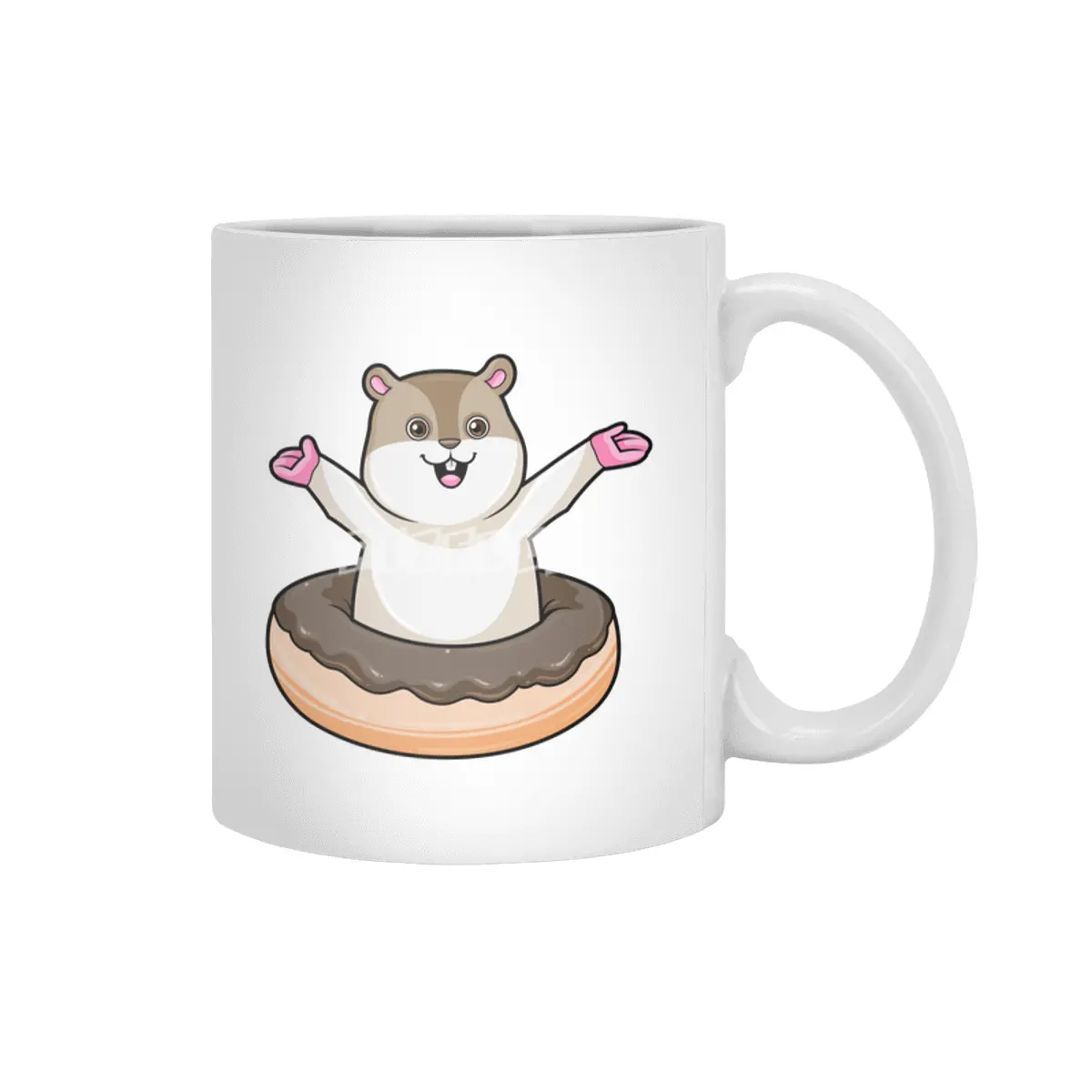 Hamster with Chocolate Donut Beyaz Kupa