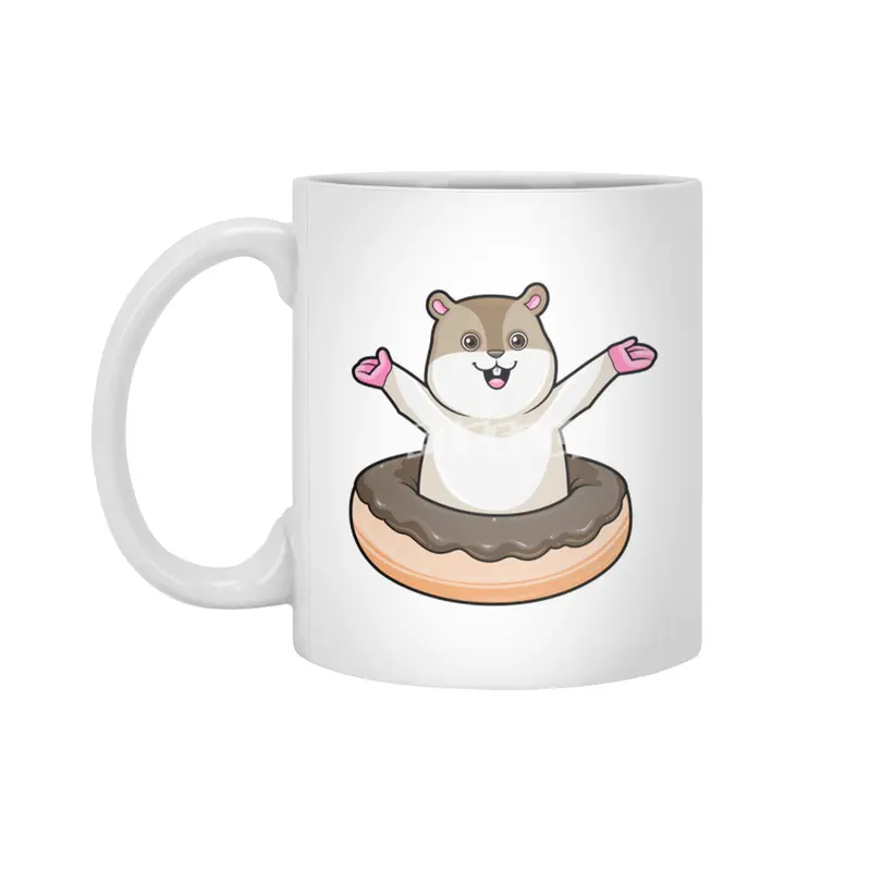 Hamster with Chocolate Donut Beyaz Kupa