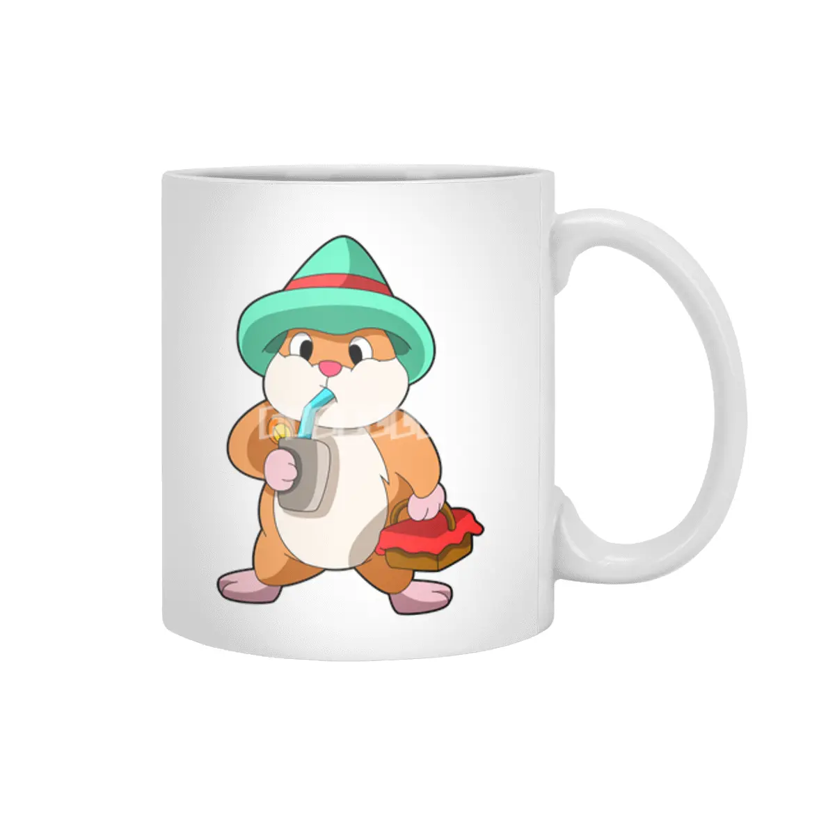 Hamster with Food and Drink Beyaz Kupa