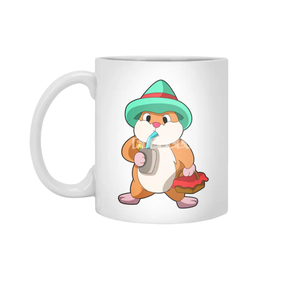 Hamster with Food and Drink Beyaz Kupa