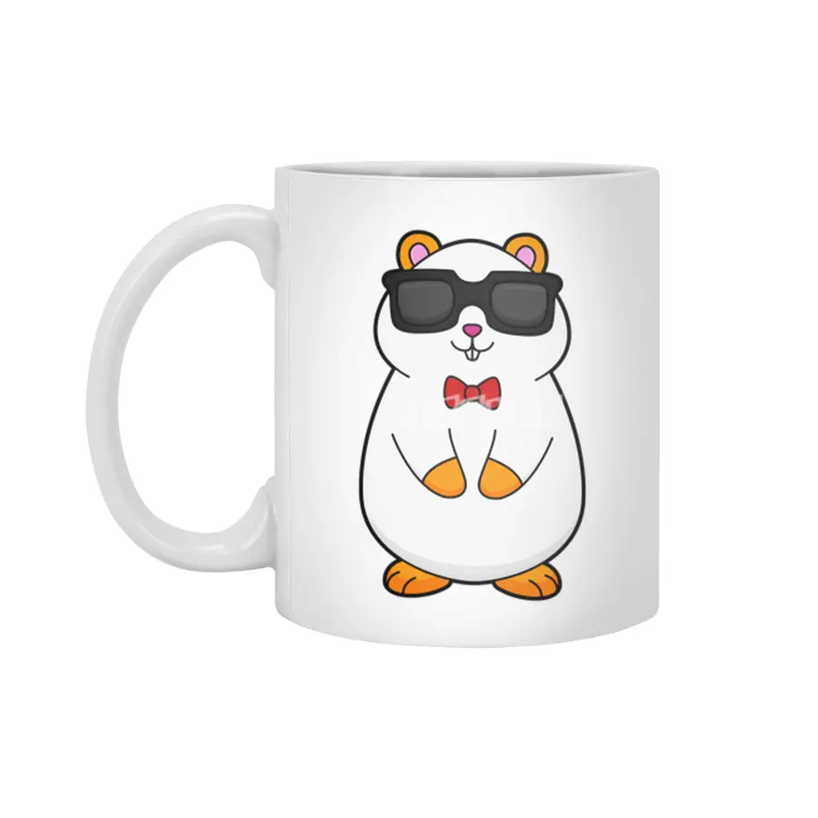 Hamster with Sunglasses & Bow tie Beyaz Kupa