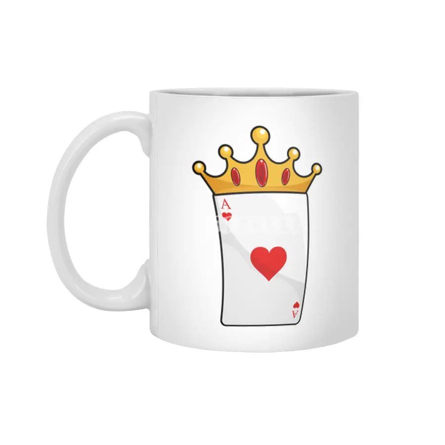 Hearts Ace with Queen Crown Beyaz Kupa