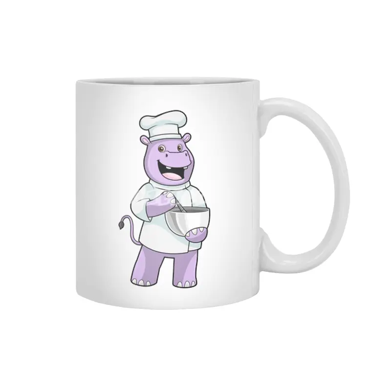 Hippo as Chef with Bowl Beyaz Kupa