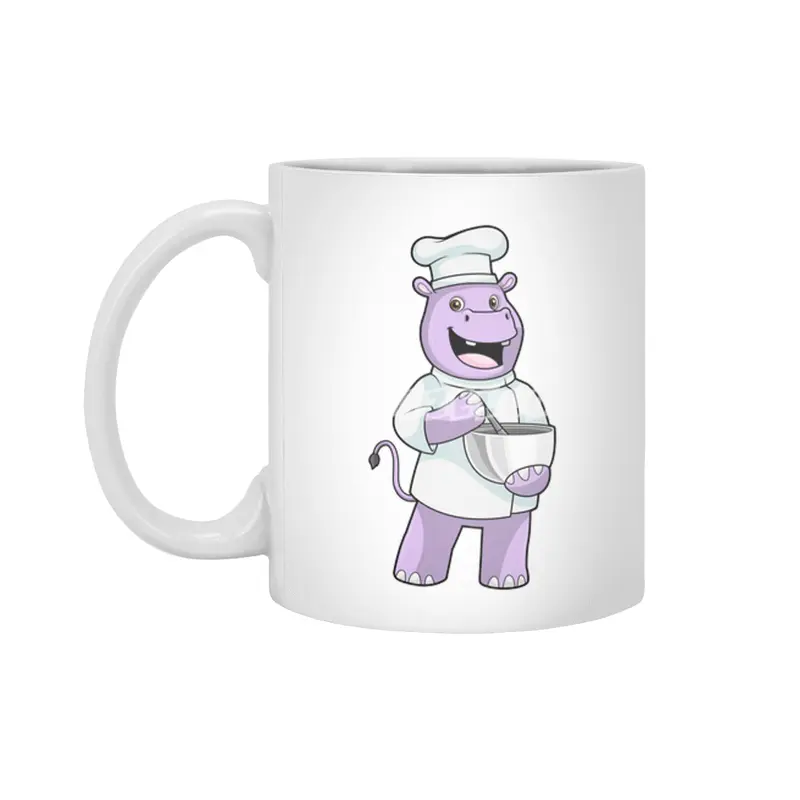 Hippo as Chef with Bowl Beyaz Kupa