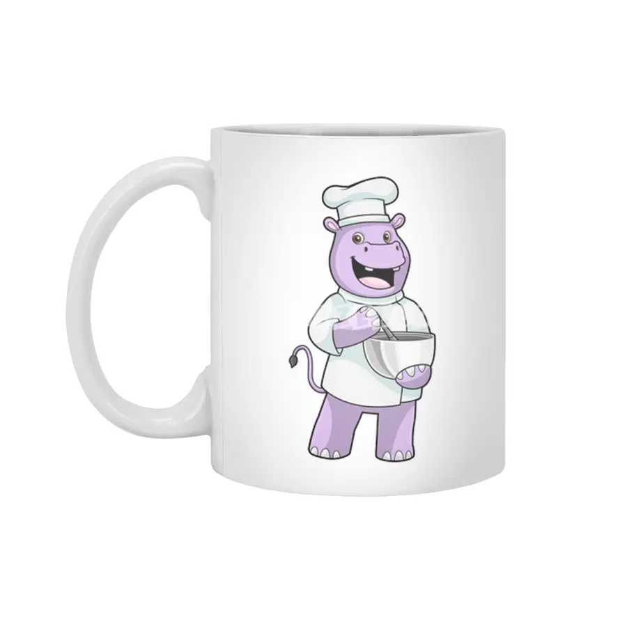 Hippo as Chef with Bowl Beyaz Kupa