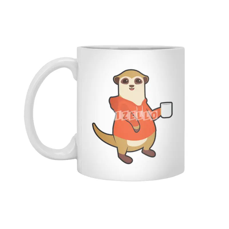 Meerkat with Cup of Coffee Beyaz Kupa