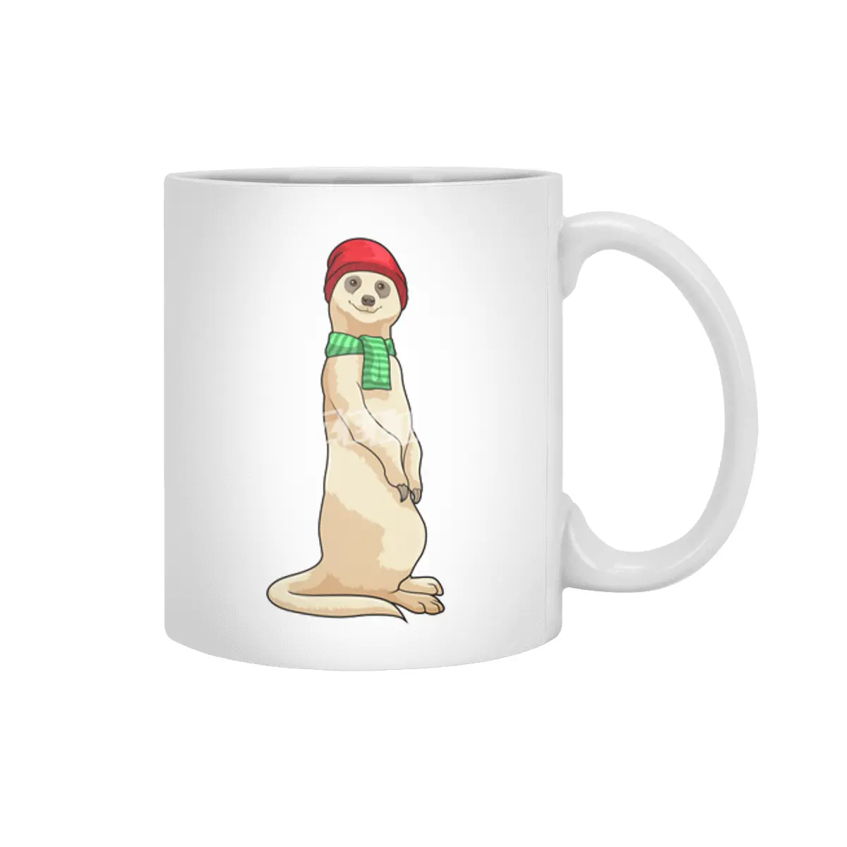Meerkat with Hat and Scarf Beyaz Kupa