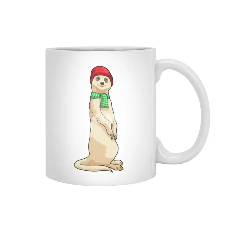 Meerkat with Hat and Scarf Beyaz Kupa