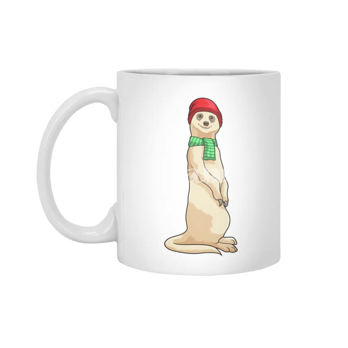 Meerkat with Hat and Scarf Beyaz Kupa