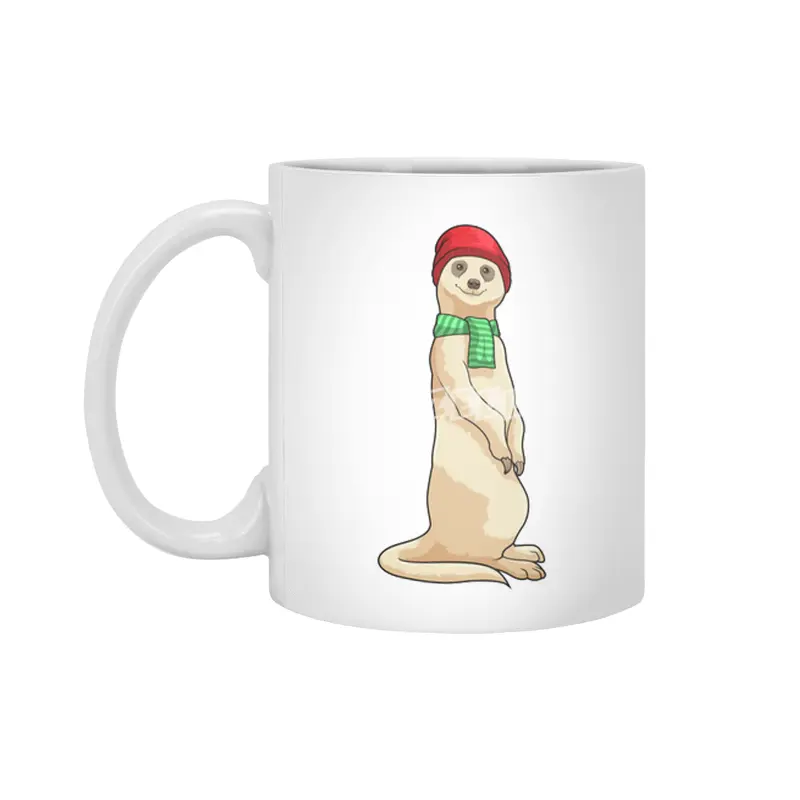 Meerkat with Hat and Scarf Beyaz Kupa