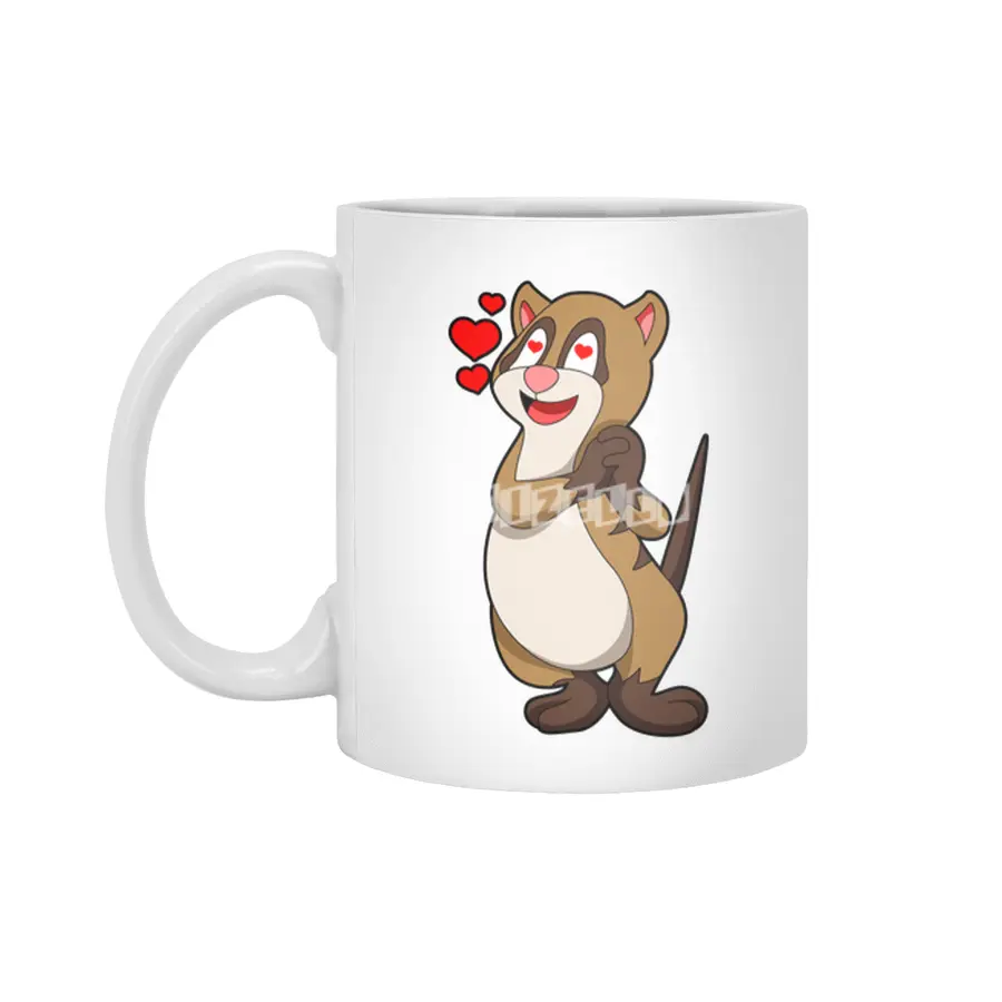 Meerkat with Hearts Beyaz Kupa