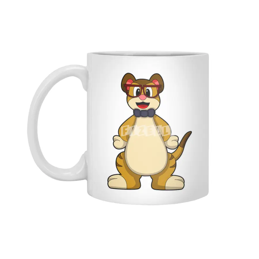 Meerkat with Tie & Glasses Beyaz Kupa