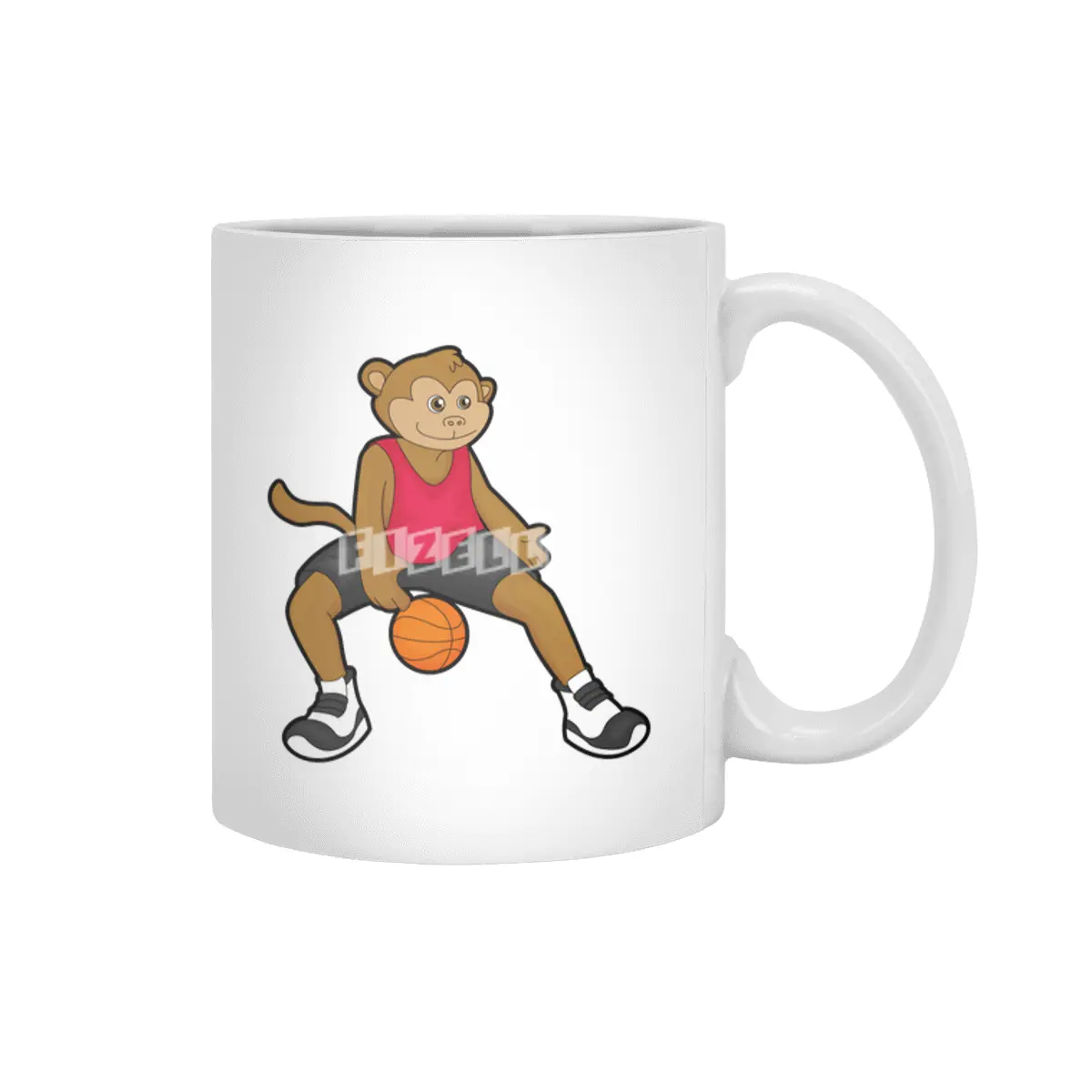Monkey as Basketball player with Basketball Beyaz Kupa