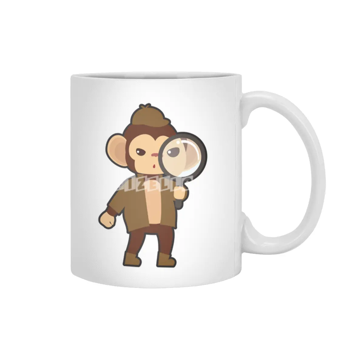 Monkey as Detective with Magnifying glass Beyaz Kupa