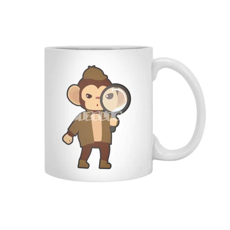 Monkey as Detective with Magnifying glass Beyaz Kupa
