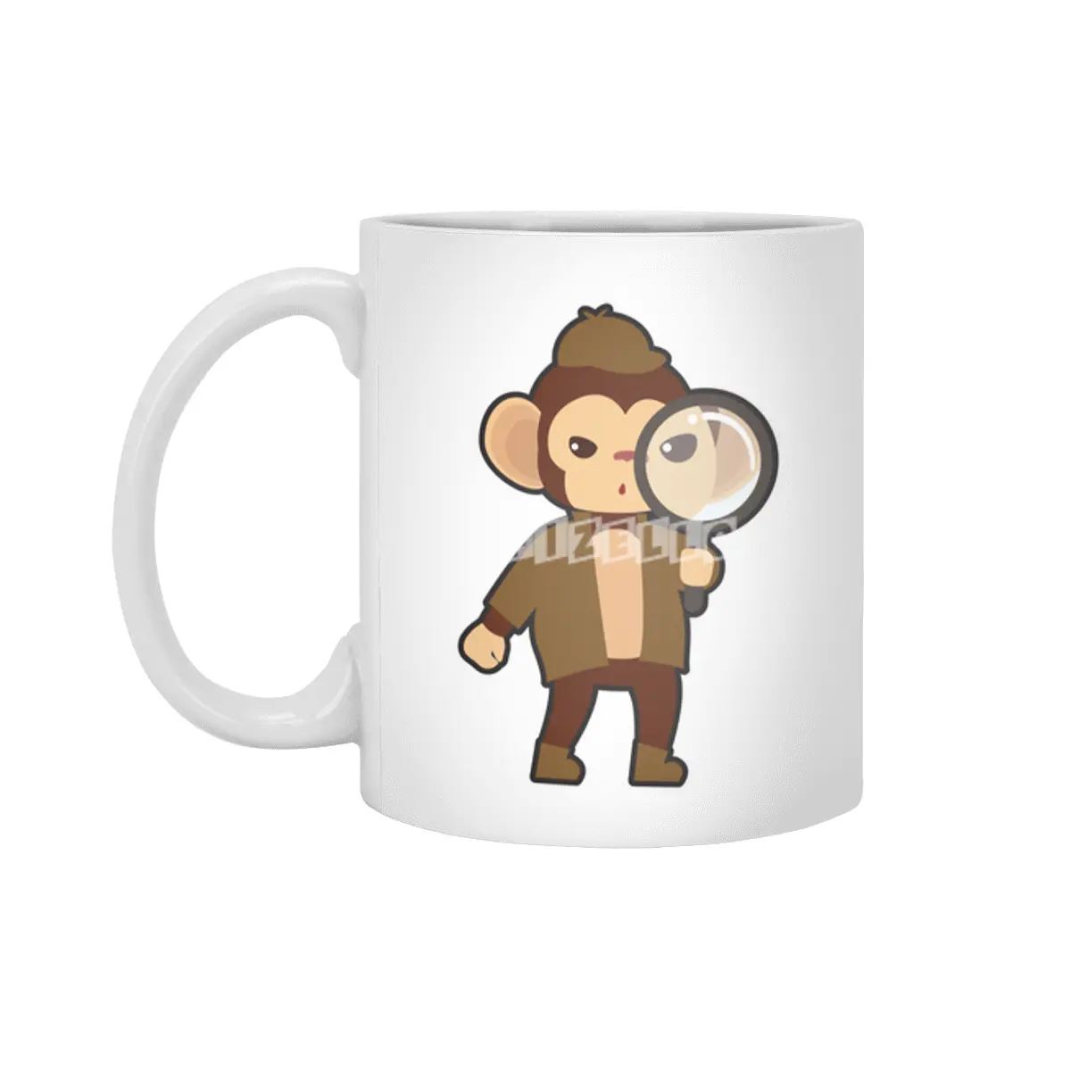 Monkey as Detective with Magnifying glass Beyaz Kupa