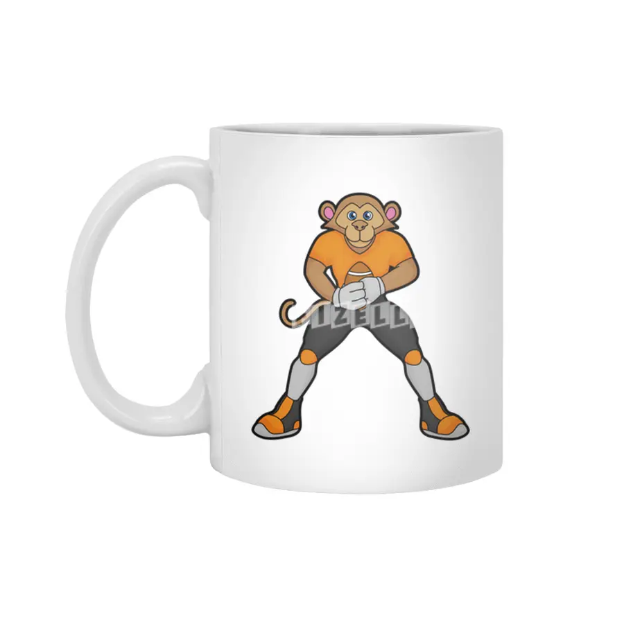 Monkey as Football player with Football Beyaz Kupa