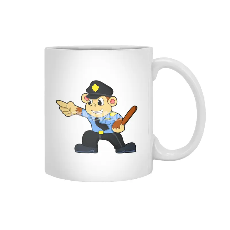 Monkey as Police officer - Police Beyaz Kupa