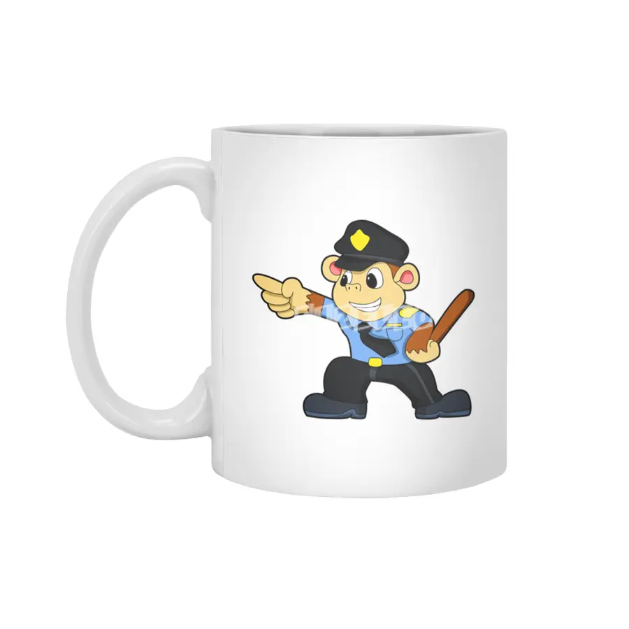 Monkey as Police officer - Police Beyaz Kupa