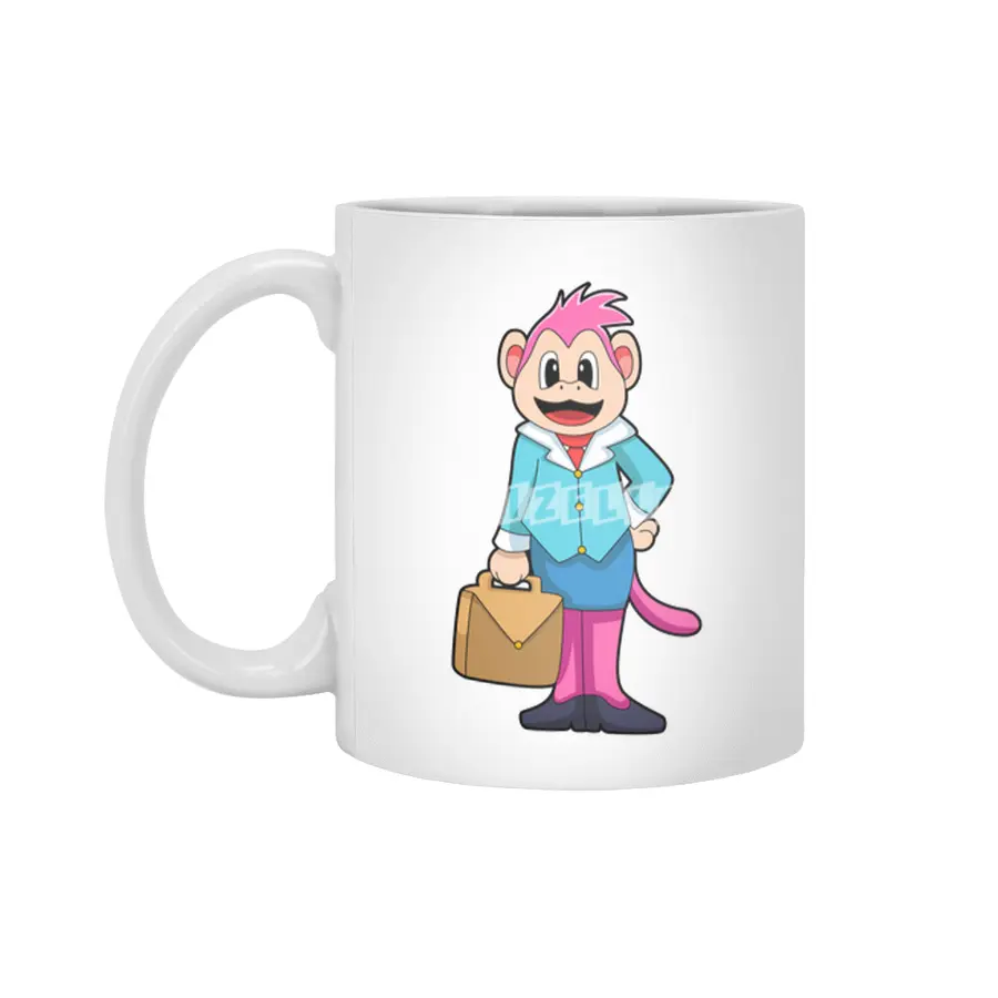 Monkey as Secretary with Bag Beyaz Kupa