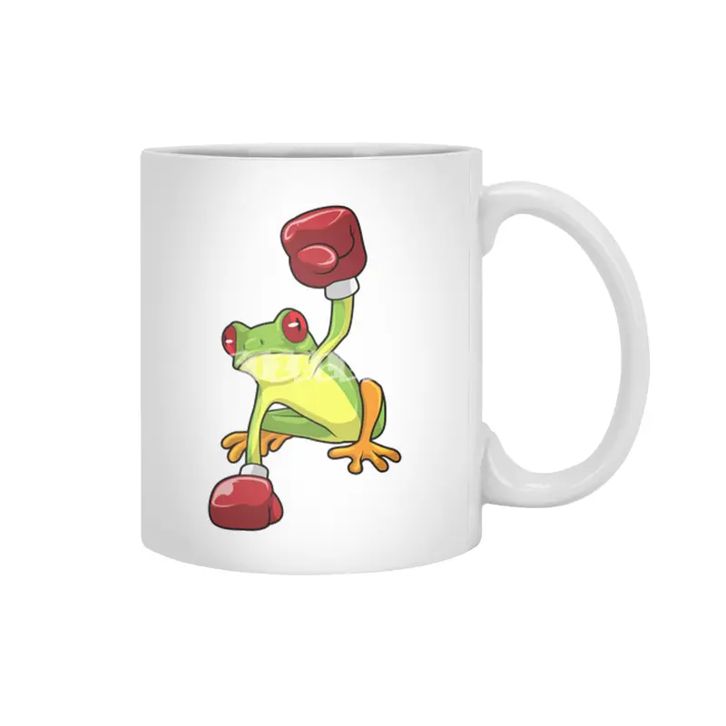 Frog at Boxing with Boxing gloves Beyaz Kupa