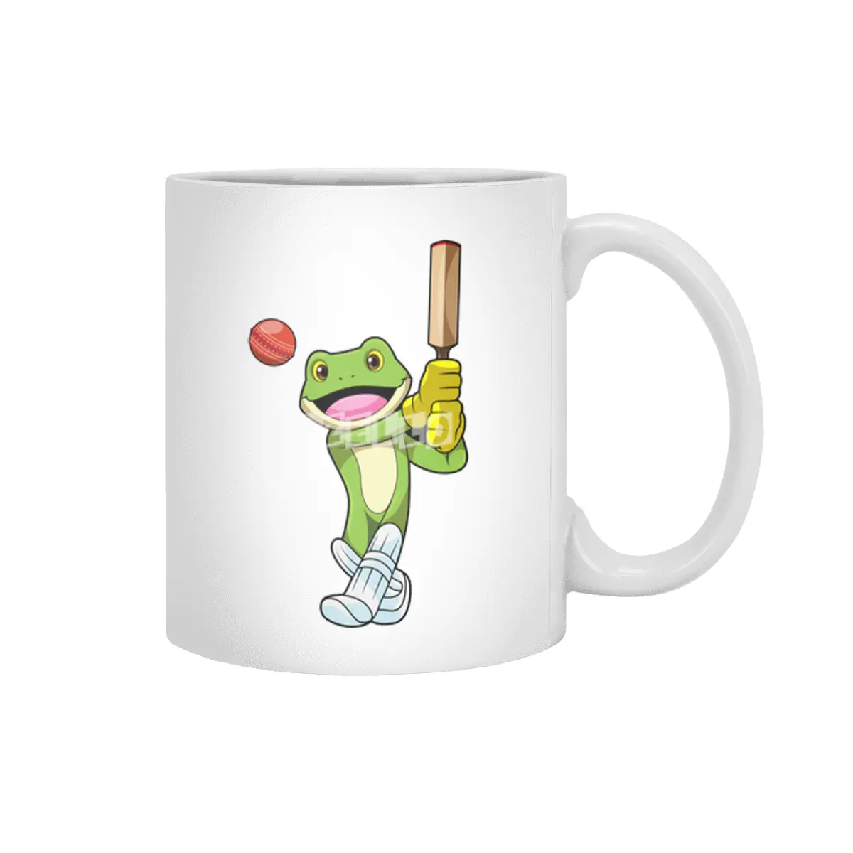 Frog at Cricket with Cricket bat Beyaz Kupa