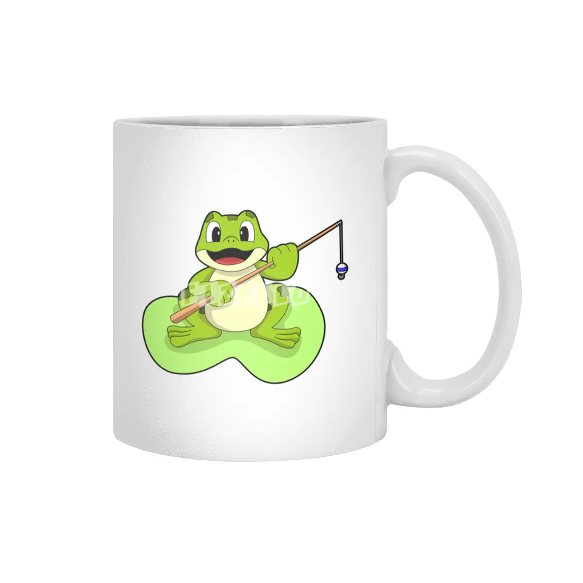 Frog at Fishing with Fishing rod Beyaz Kupa