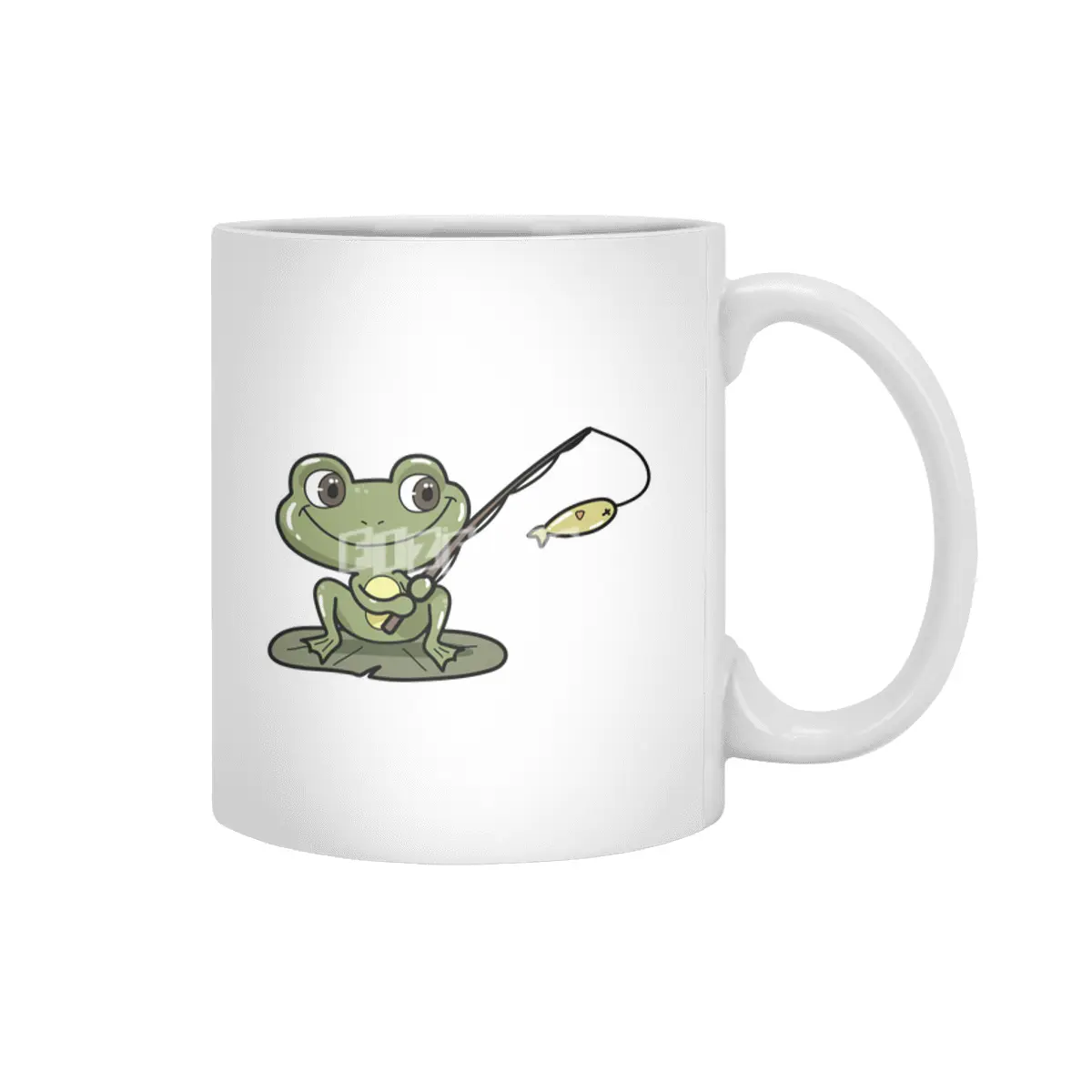 Frog at Fishing with Fishing rod Beyaz Kupa