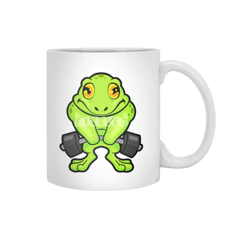 Frog at Fitness with Barbell Beyaz Kupa