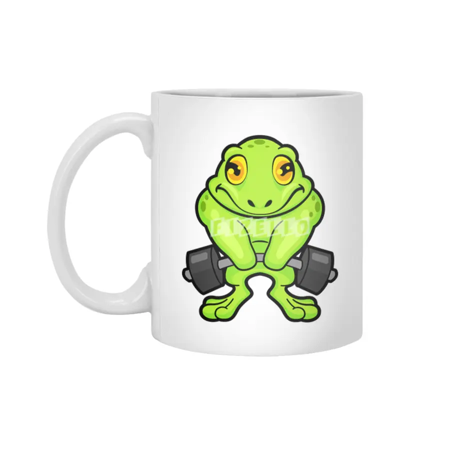 Frog at Fitness with Barbell Beyaz Kupa