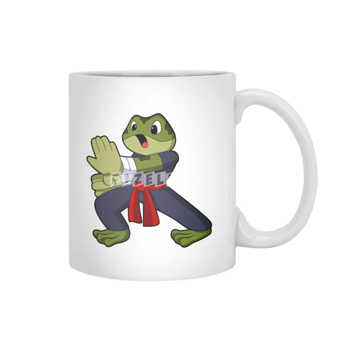 Frog at Martial arts Karate with Belt Beyaz Kupa