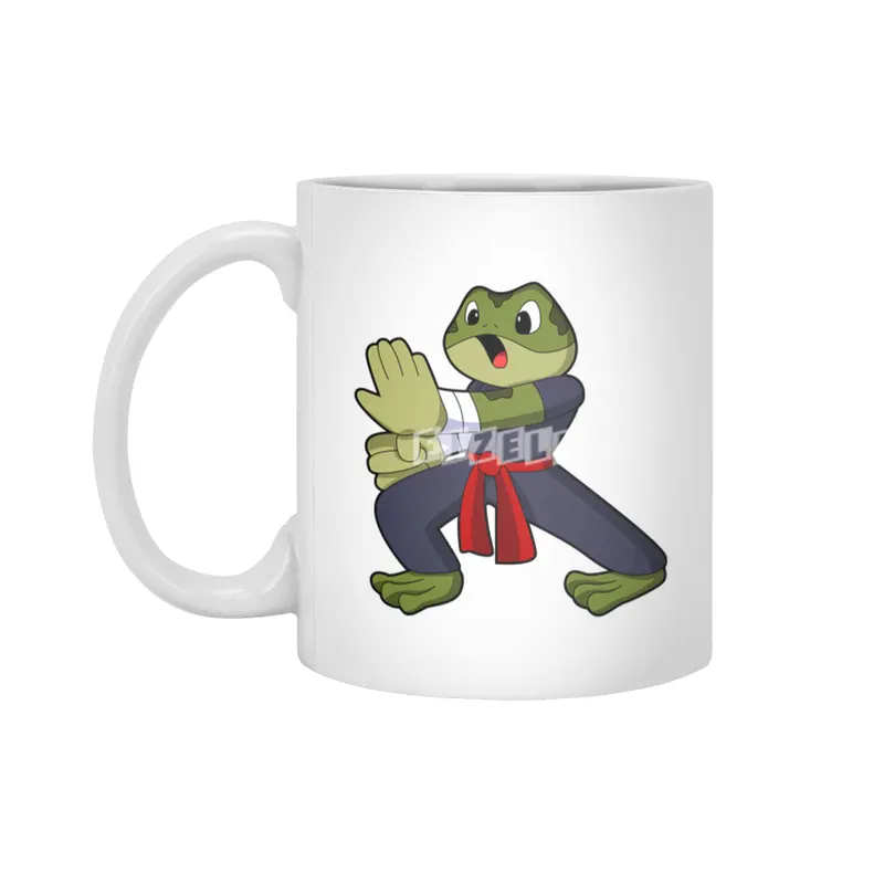 Frog at Martial arts Karate with Belt Beyaz Kupa