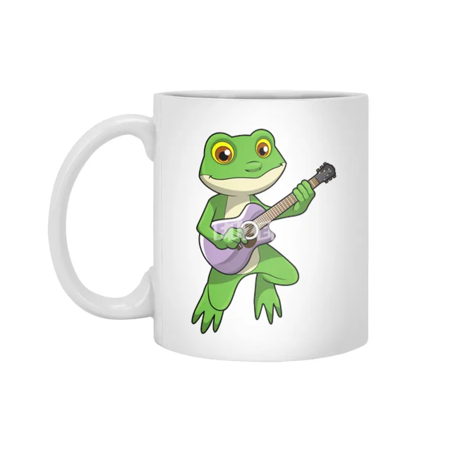 Frog at Music with Guitar Beyaz Kupa
