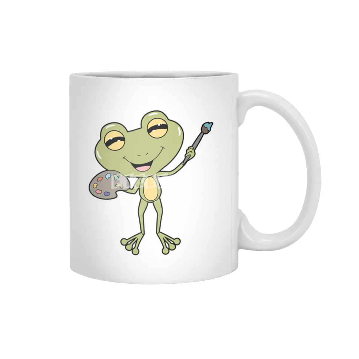 Frog at Painting with Brush & Paint Beyaz Kupa