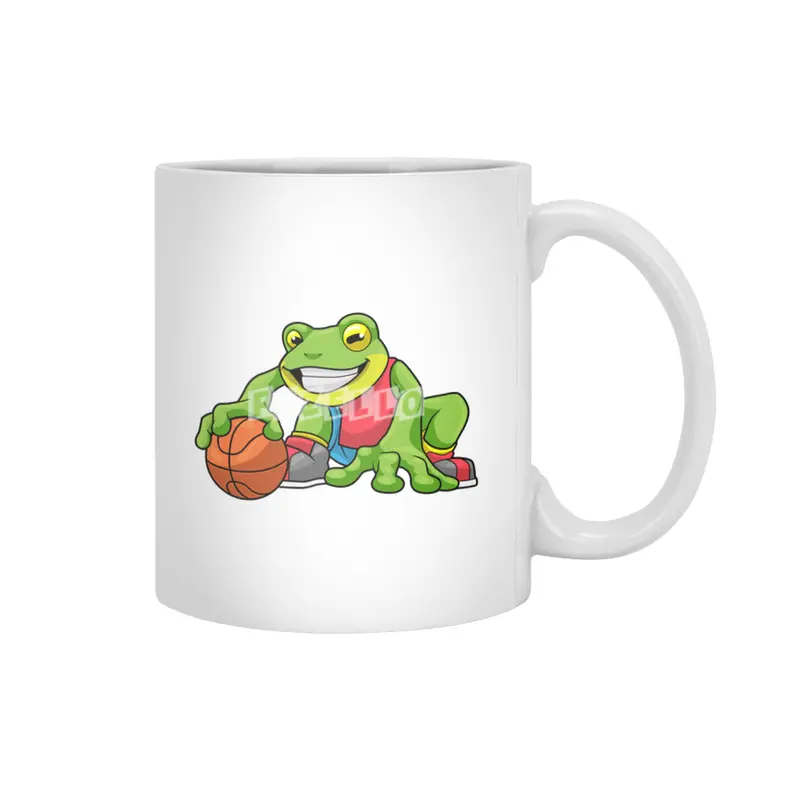 Frog at Sports with Basketball Beyaz Kupa
