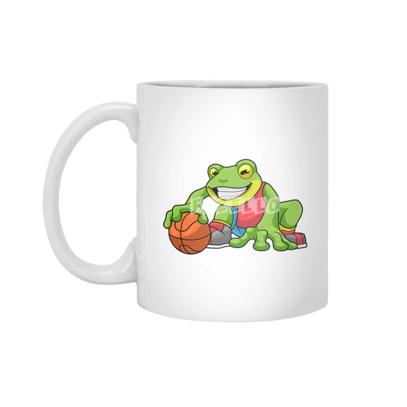 Frog at Sports with Basketball Beyaz Kupa
