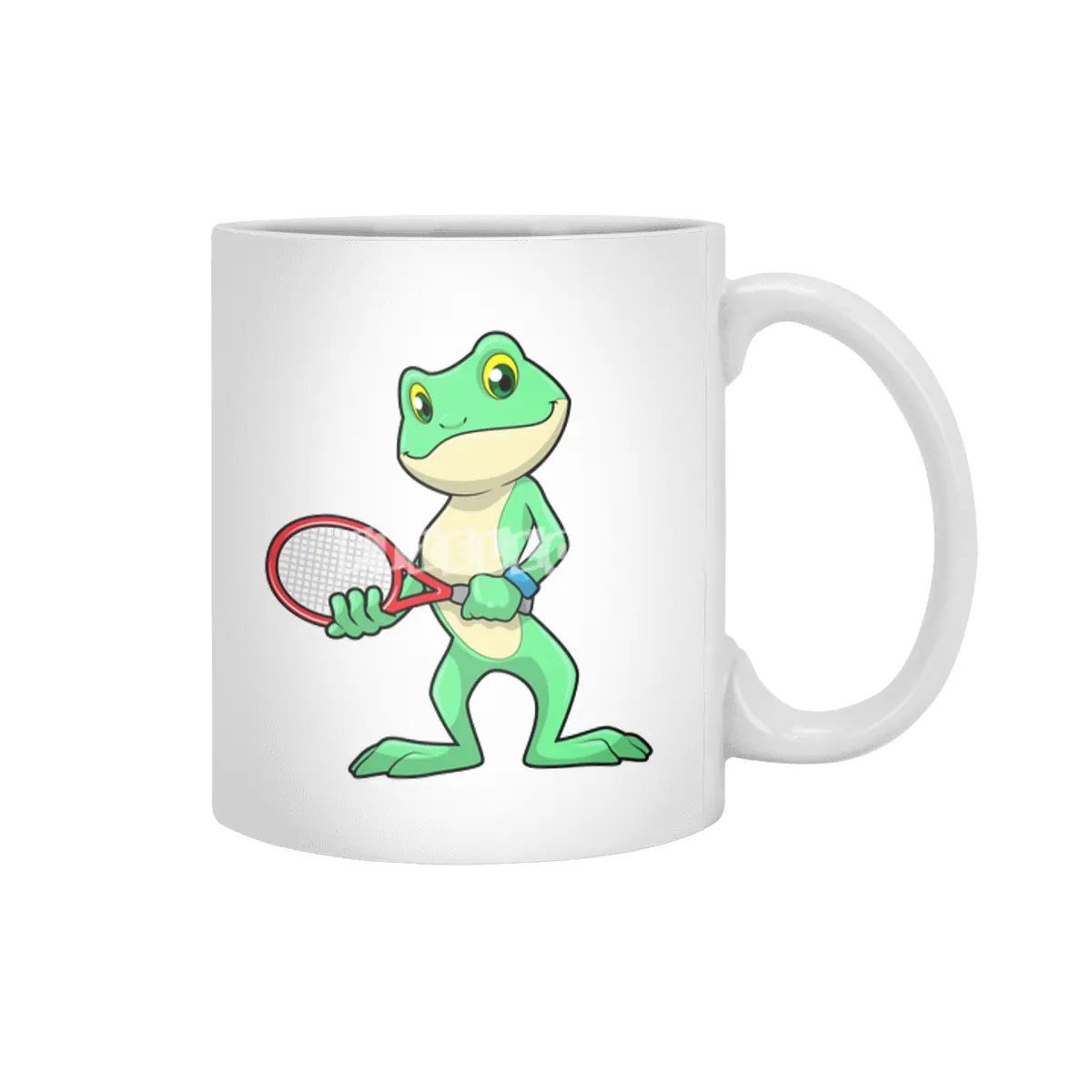 Frog at Tennis with Tennis racket Beyaz Kupa