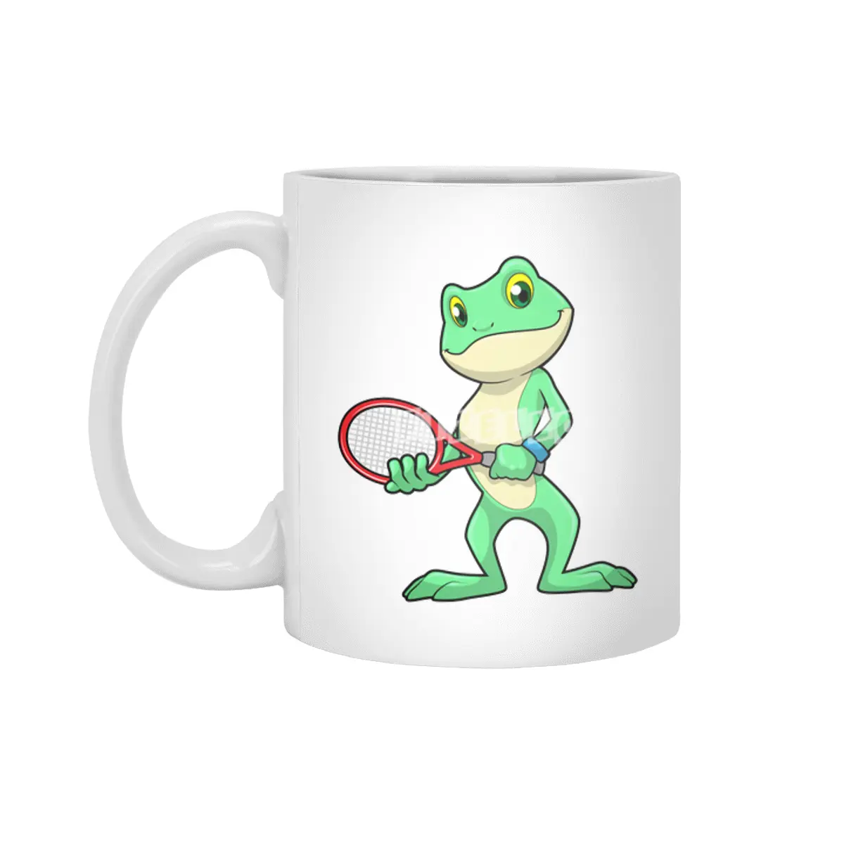 Frog at Tennis with Tennis racket Beyaz Kupa