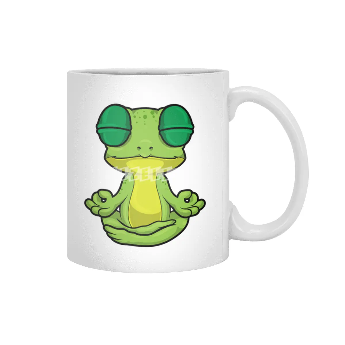 Frog at Yoga Stretching exercises in Cross-legged Beyaz Kupa