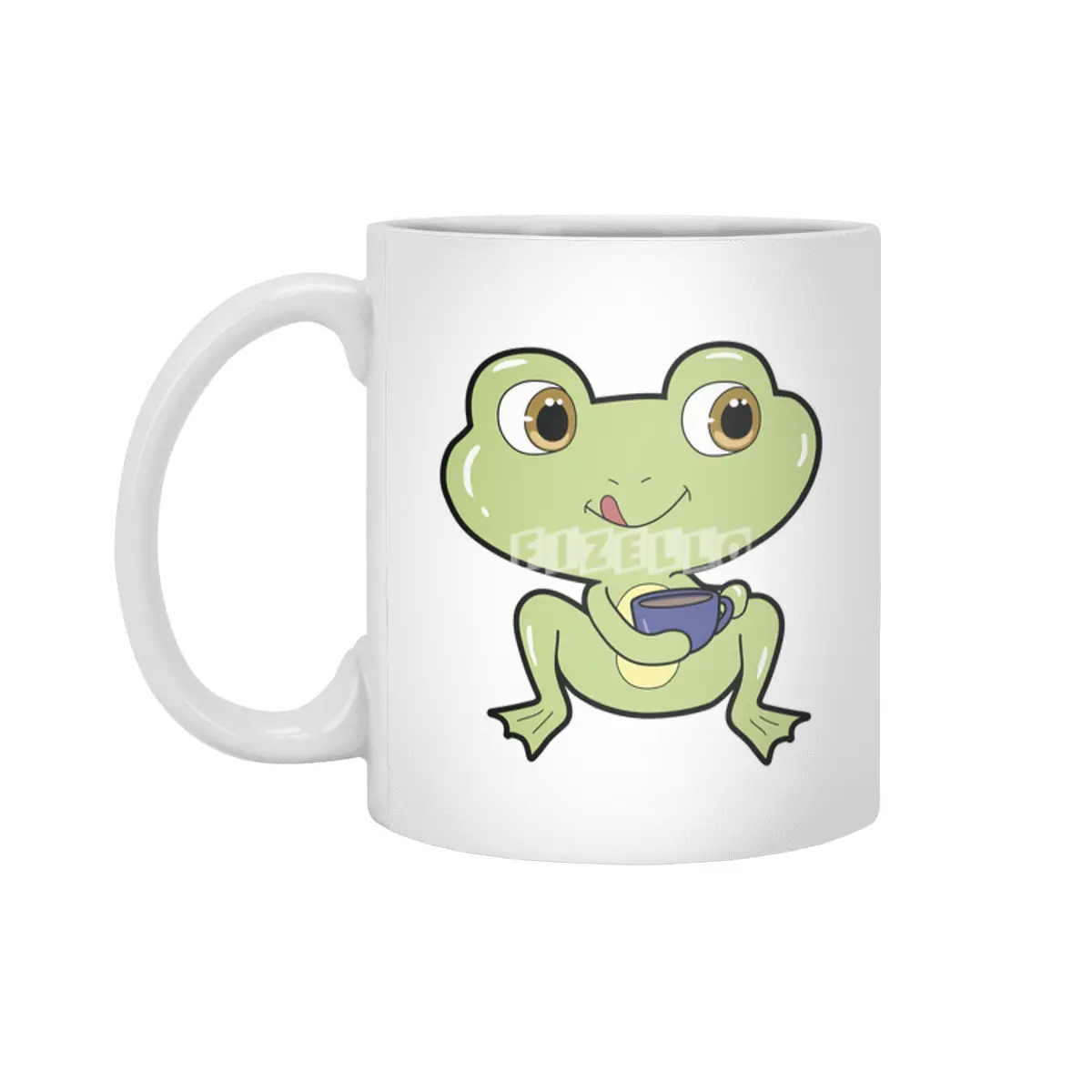 Frog with Cup of Coffee Beyaz Kupa