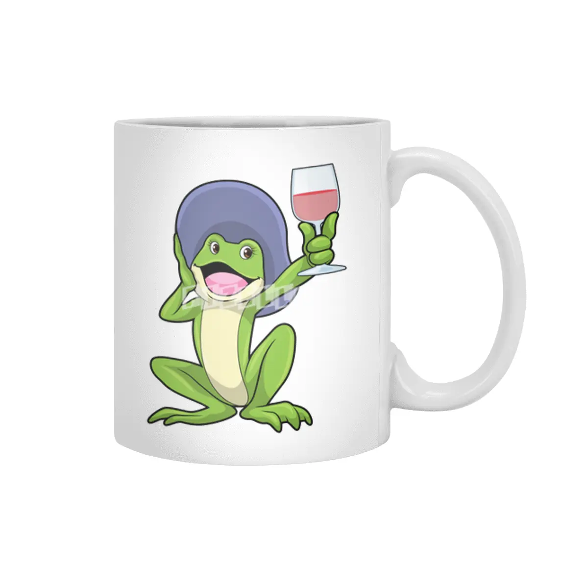 Frog with Glass of Red wine & Hat Beyaz Kupa