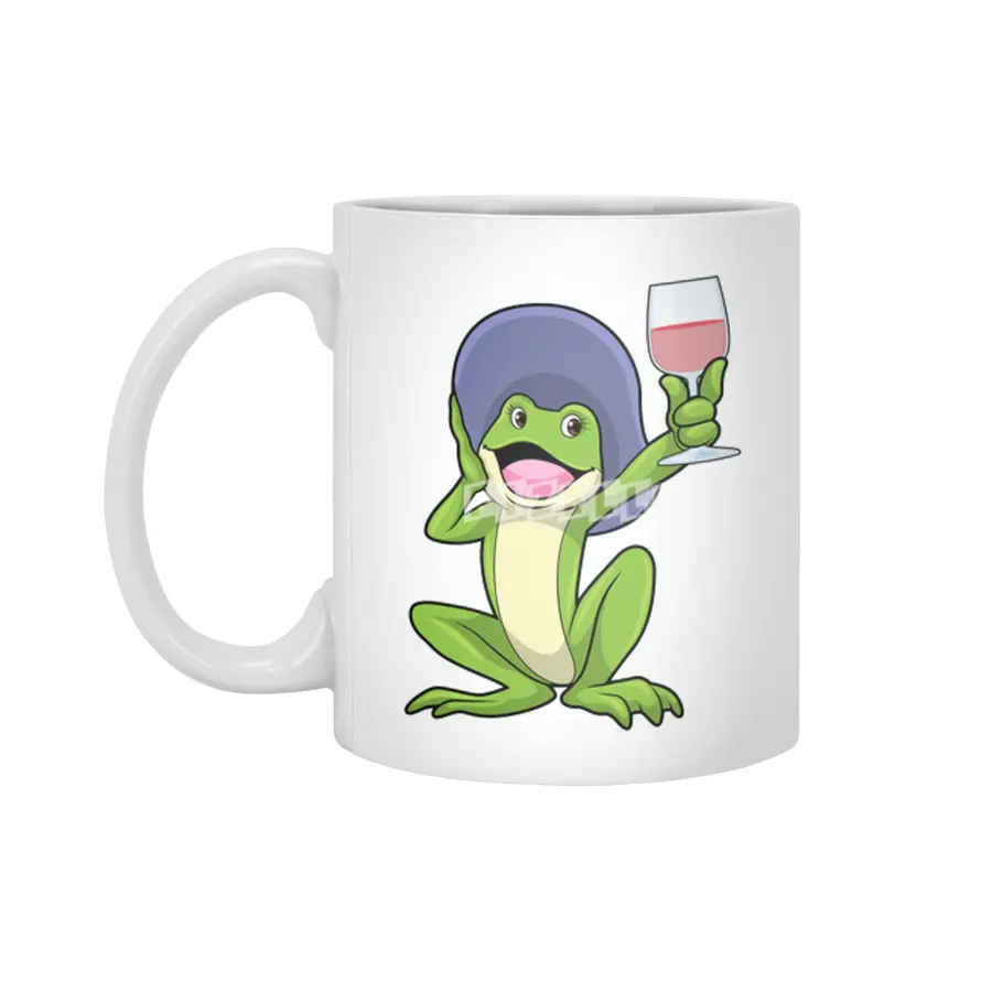 Frog with Glass of Red wine & Hat Beyaz Kupa
