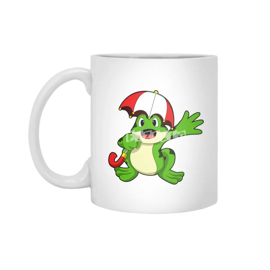 Frog with Umbrella Beyaz Kupa