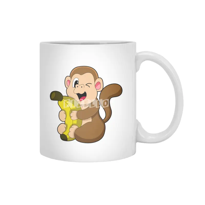 Funny Monkey with Banana Beyaz Kupa